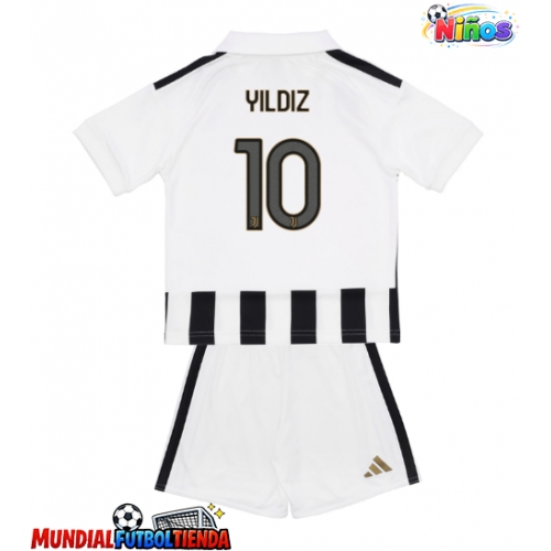 Camiseta Juventus Kenan Yildiz #10 Primera Equipación Replica 2026-27 para niños mangas cortas (+ Pantalones cortos)